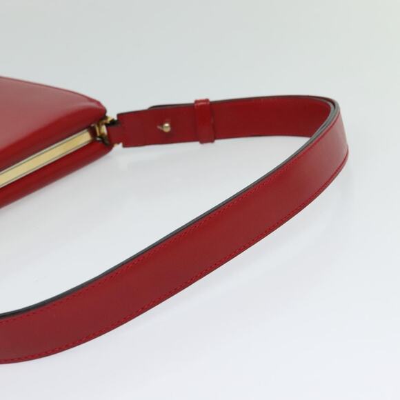 CELINE Shoulder Bag Leather Red Gold - Picture 7 of 12